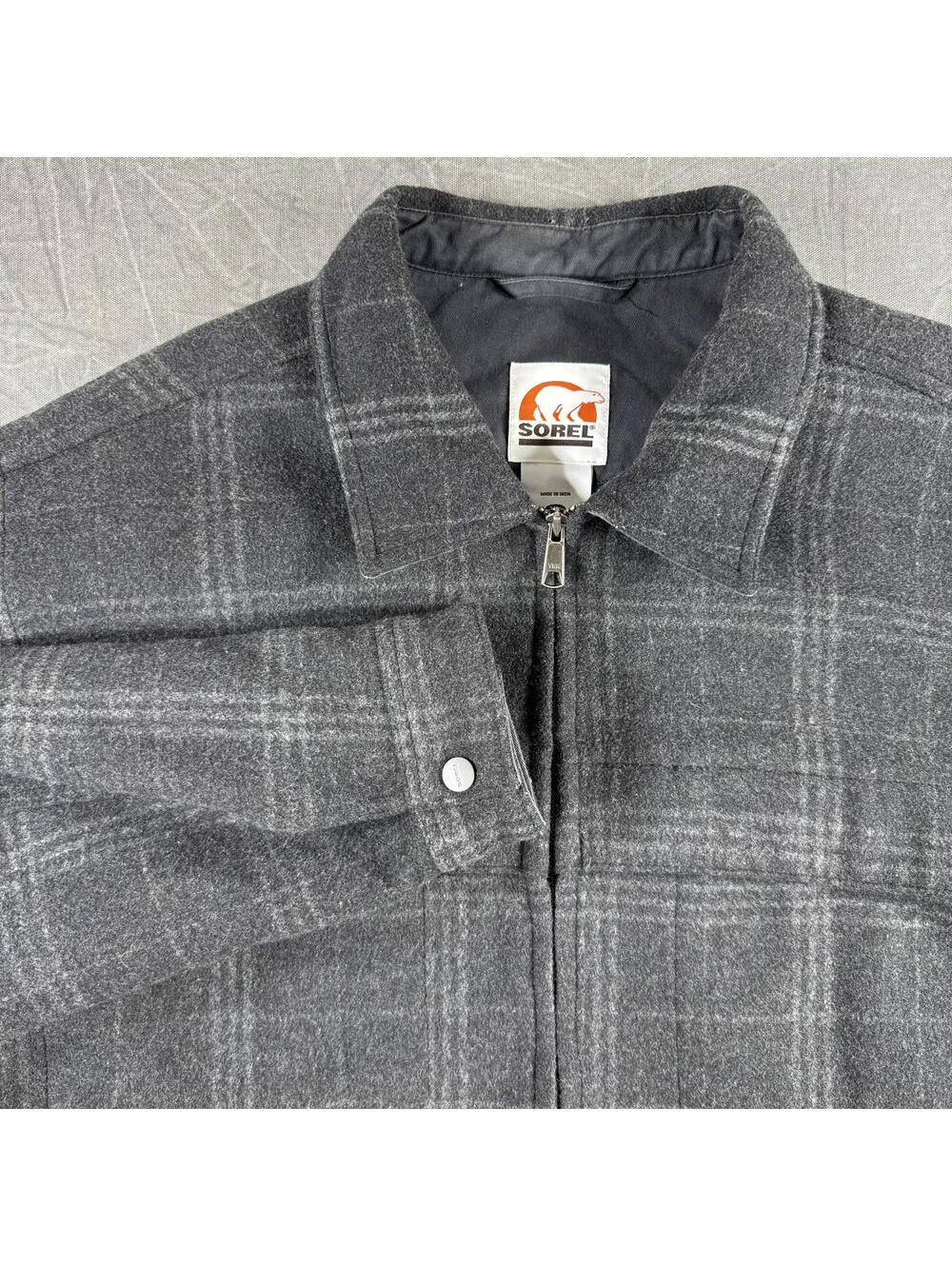 Sorel Jacket Men's XL Grey Wool Timberliner Charcoal Plaid